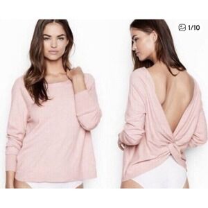 Victoria's Secret Pink Long Sleeve Sweater With Back Twist Knot Size Large!